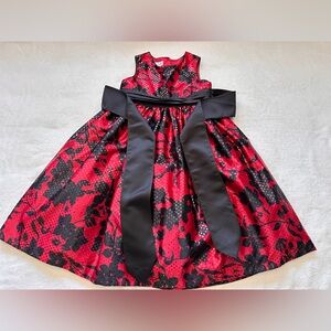 Pippa & Julie Red Floral sleeveless Dress with Black belt Size 5